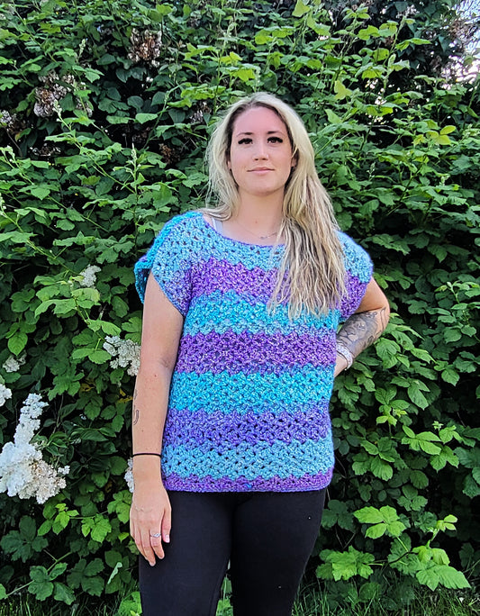 Short Sleeve Top (Blue/Purple)