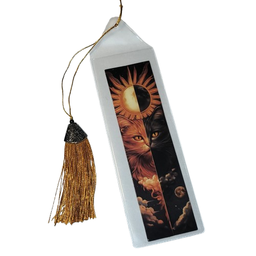 Orange/Back Moon Cat Bookmark